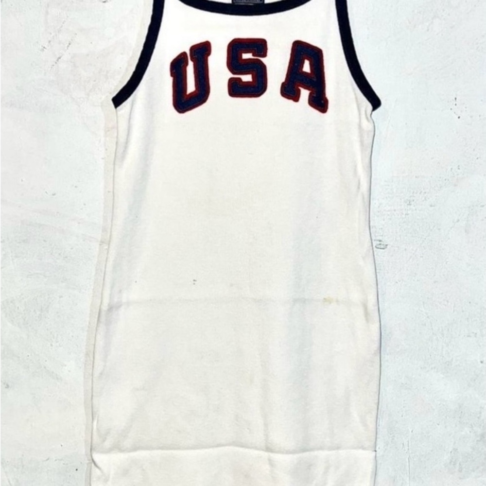 Rare Olympic Ralph Lauren team USA Ringer Tank Dress - White with Navy Trim